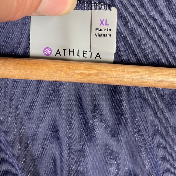 Athleta Long Sleeve Active Top Women XL Blue Gray Heathered Mesh Panel Active - Picture 5 of 10